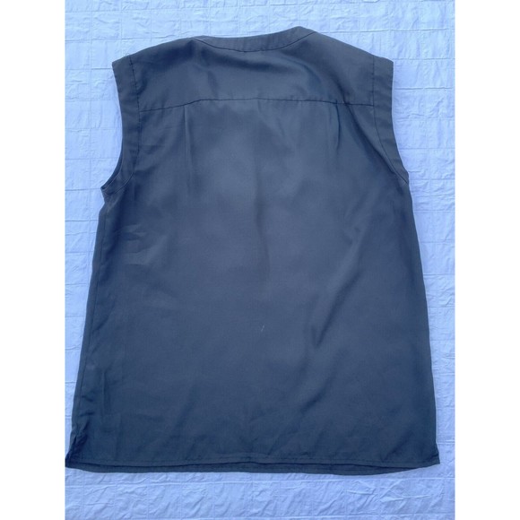 J. Crew Top Womens 4P Petite Black Sleeveless Blouse Casual 1/2 Button up - Picture 2 of 8